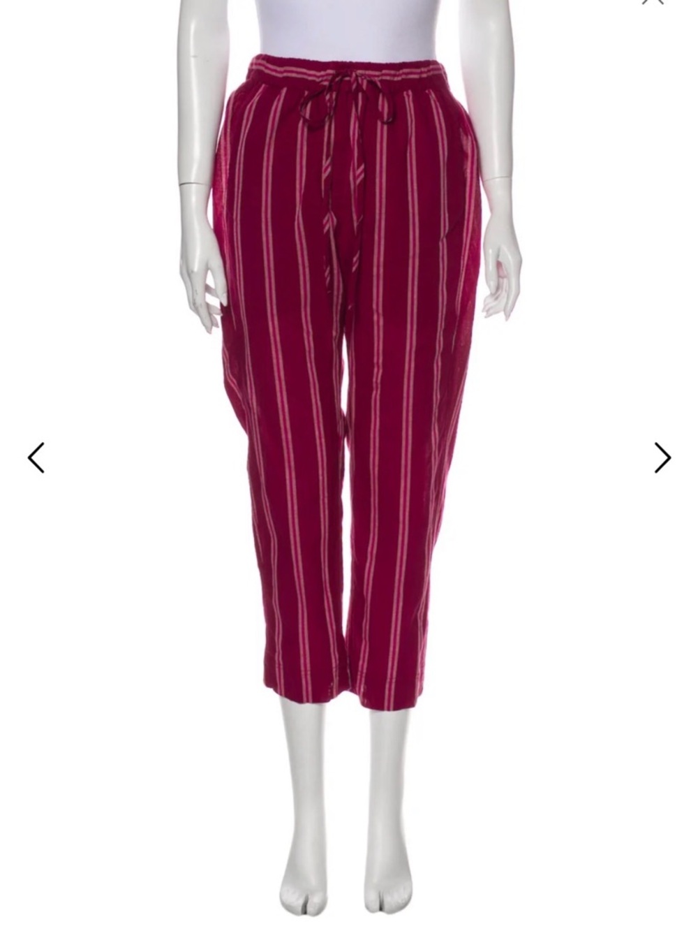 XiRENA Pink Striped Cropped Straight-Leg Drawstring Pants